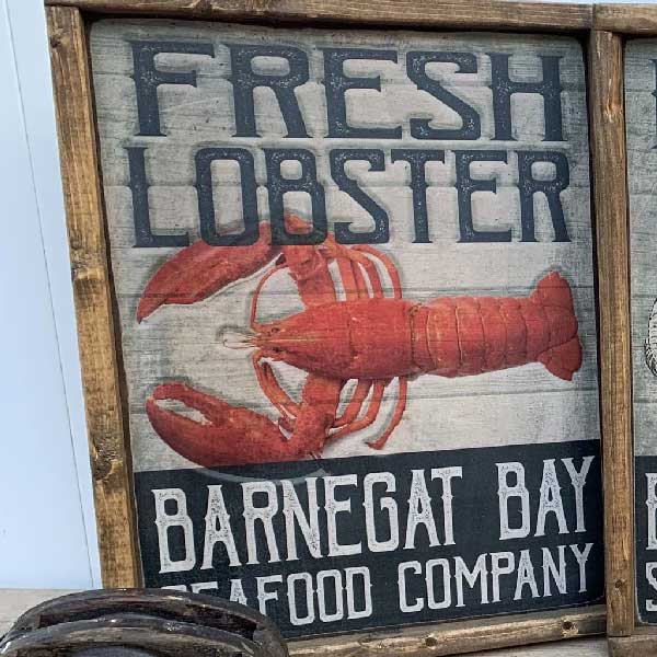 Seafood Company | Set of 3 | Lobster | Crabs | Clams | Wood Signs | Rustic Frame