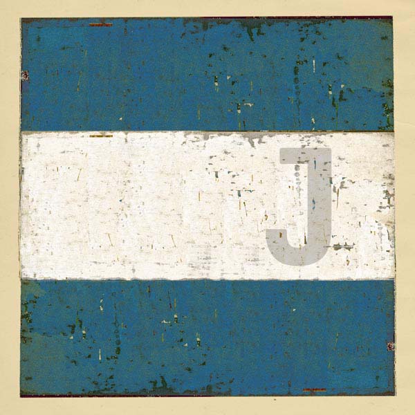 Boat flag letter J - nautical art; canvas print
