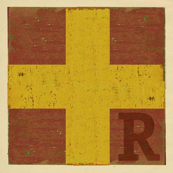 Boat flag letter R - nautical art; canvas print