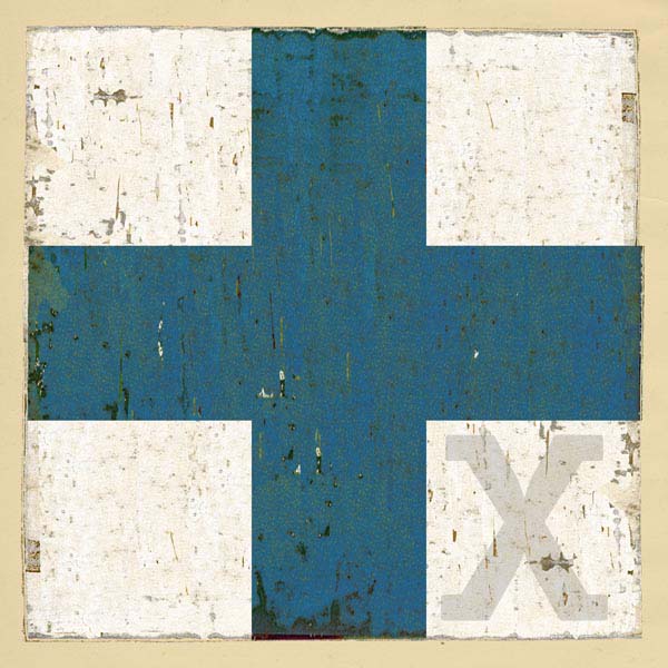 Boat flag letter X - nautical art; canvas print