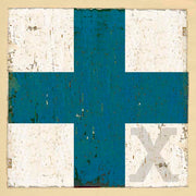 Boat flag letter X - nautical art; canvas print