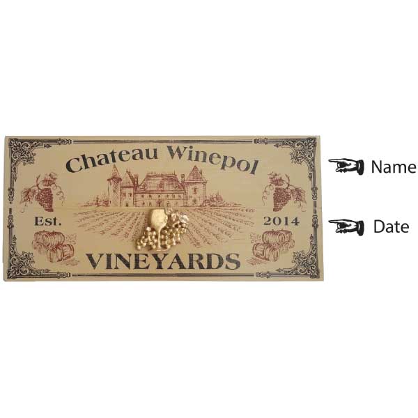 customizable Chateau Vineyards wood sign for winery