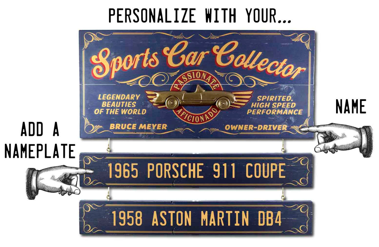 auto enthusiast car collector wood sign; sports car; personalize sign with your name and collectable cars