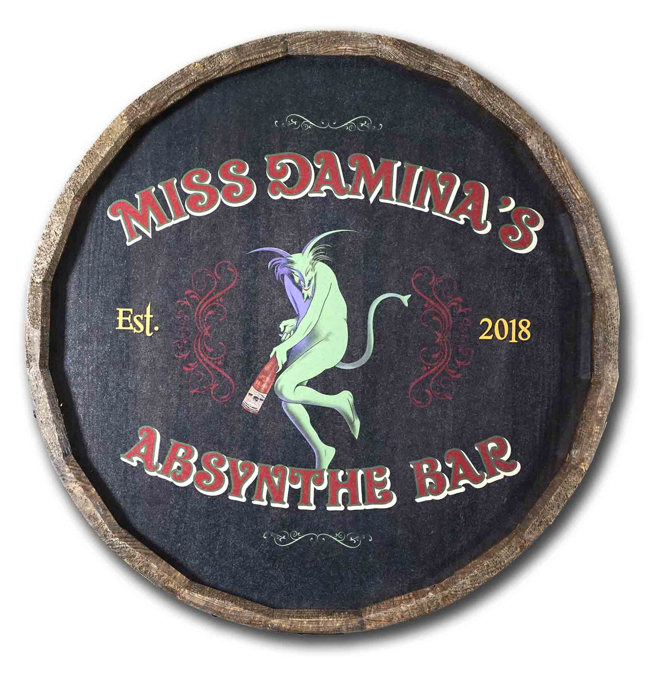 Absynthe Bar | Quarter Barrel Sign | 21" Diameter | Personalize It!