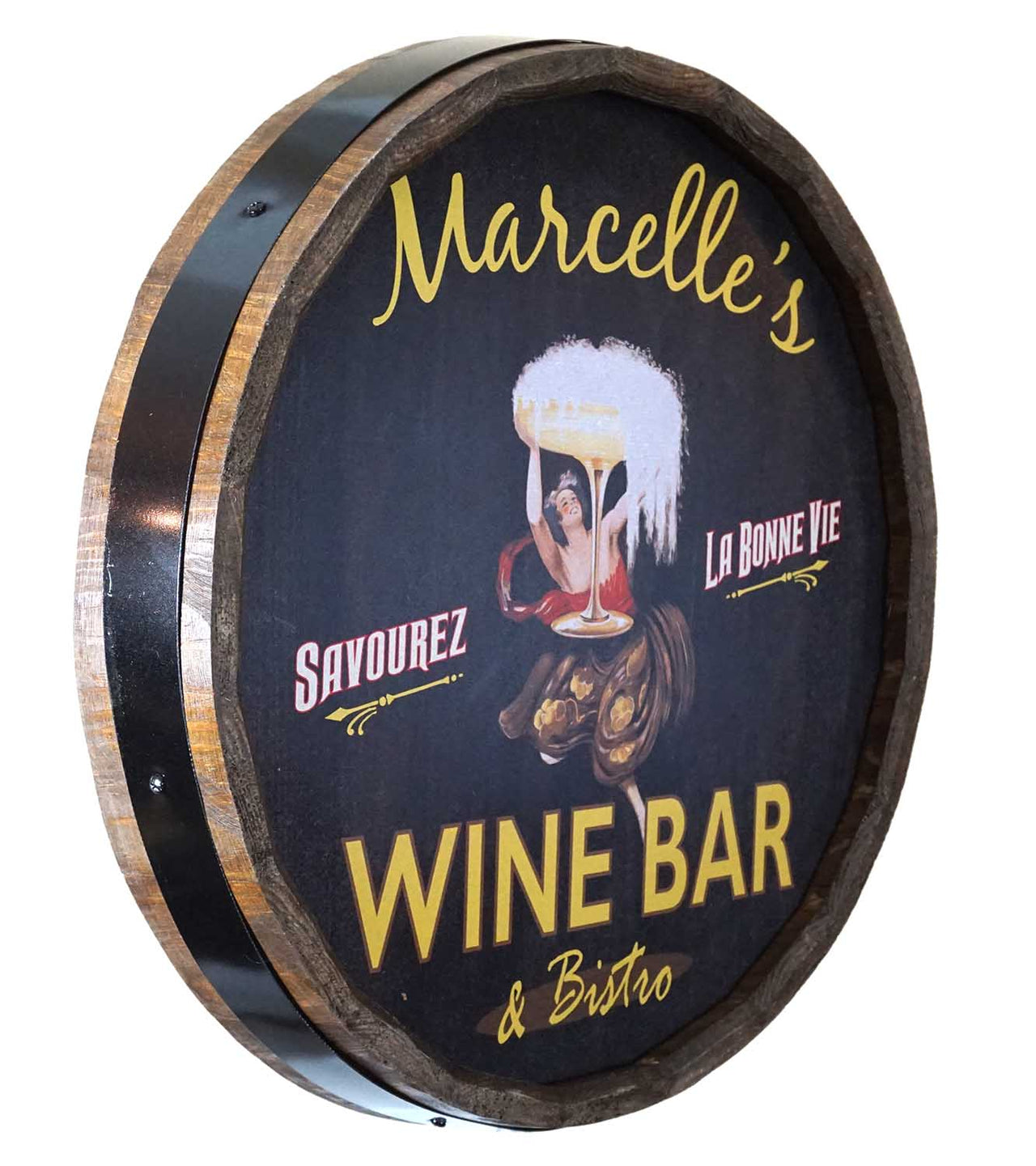 Bistro & Wine Bar | Barrel Sign | Vintage Wood | Personalize It!