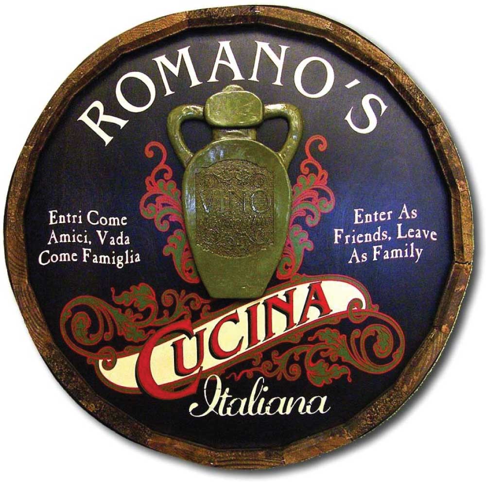 round wall art for Cucina Italiana; enter as friends, leave as family
