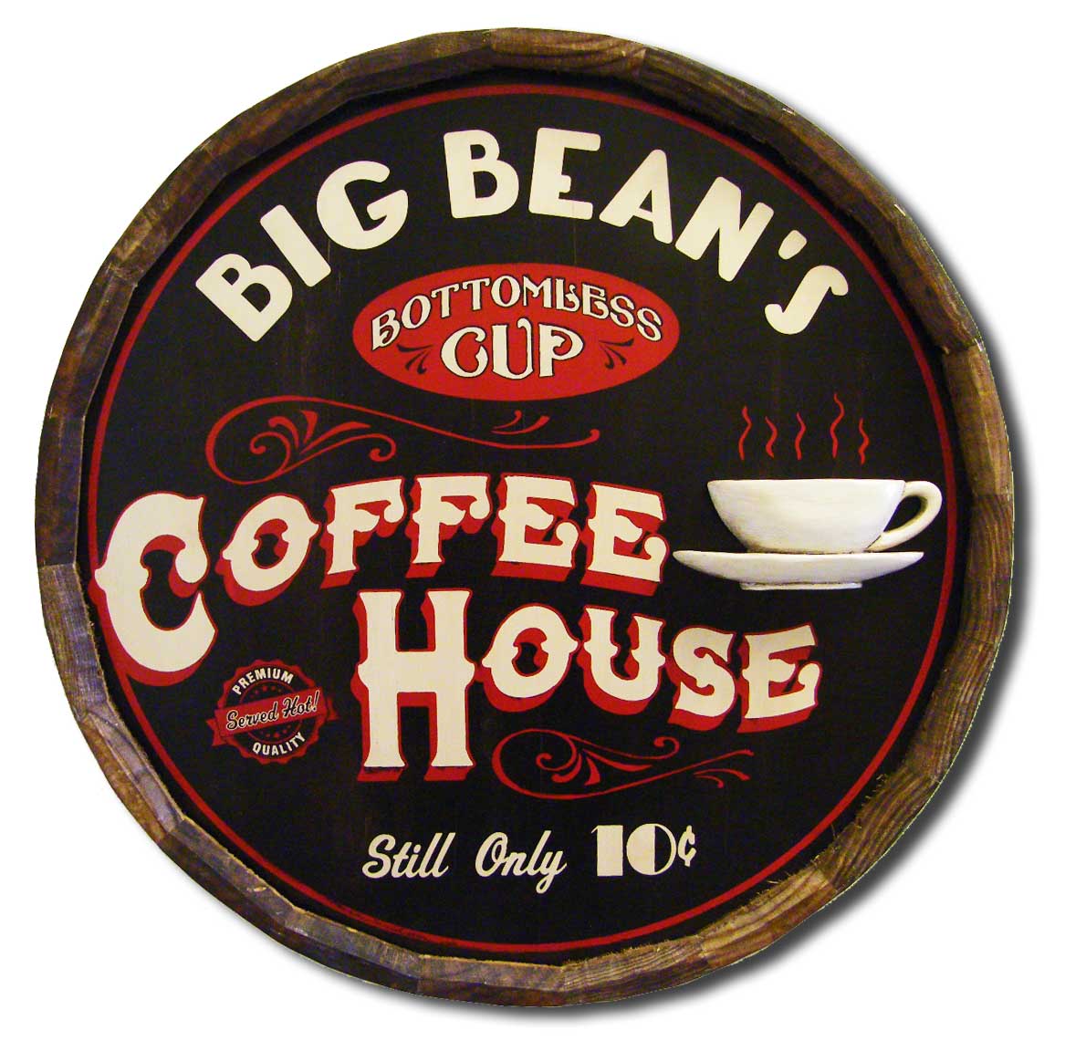 Coffee House | Quarter Barrel Sign | Personalize the Name!