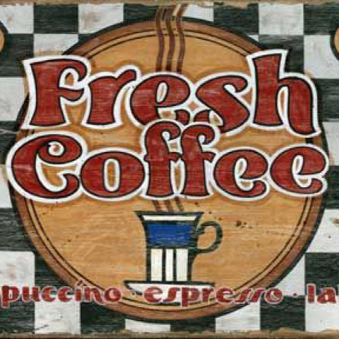 Coffee and expresso distressed wood sign