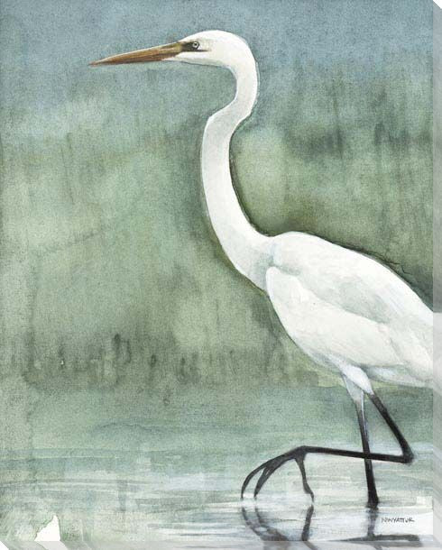 White Egret | Wading Thru Fog | Coastal | Beach | Norman Wyatt Jr | Canvas Print