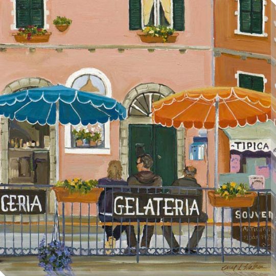 Italian Cafes I | 3 Part Collection | By Carol Walker | Square | Canvas Print