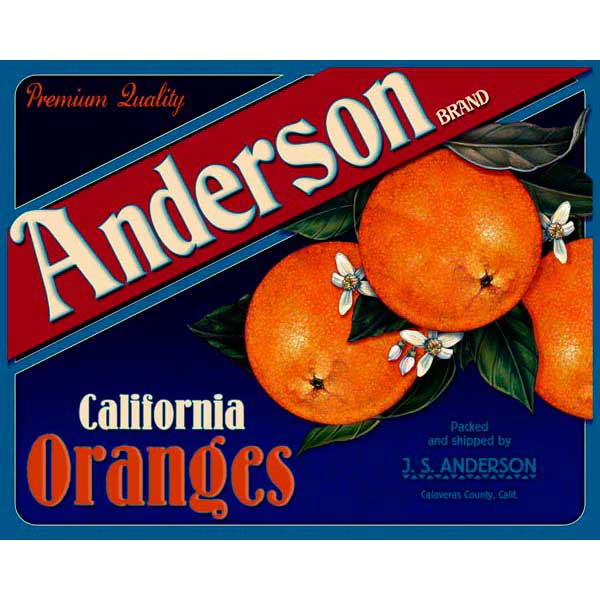 California Oranges | Anderson | Vintage Ad | Kitchen | Canvas Print