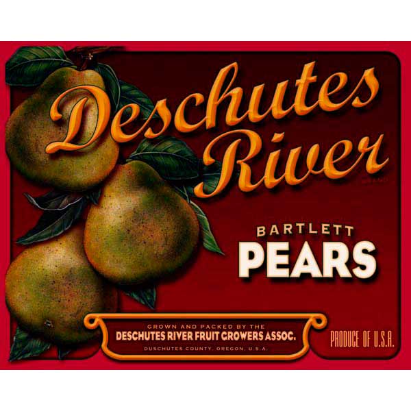 Bartlett Pears | Deschutes River | Vintage Ad | Kitchen | Canvas Print