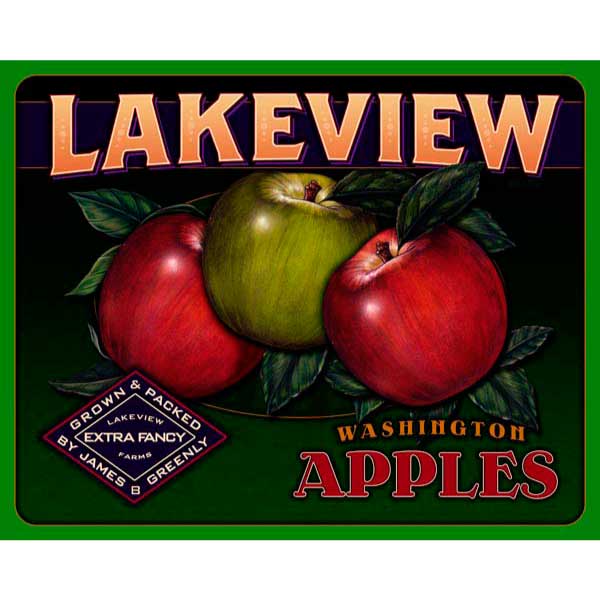 Washington Apples | Lakeview Farms | Vintage Ad | Kitchen | Canvas Print