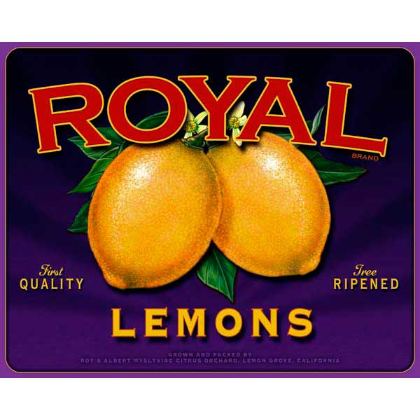 Royal Lemons | California | Vintage Ad | Kitchen | Canvas Print
