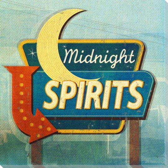 Retro Spirits Sign | Midnight | Wall Art | Canvas Print