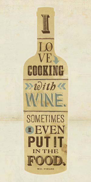 WC Fields love cooking with wine quote canvas art print