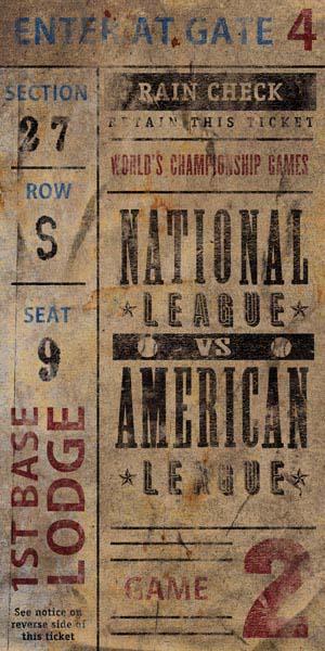 Vintage Ticket | Baseball | World Championship | Game 2 | Canvas Print | Wall Art
