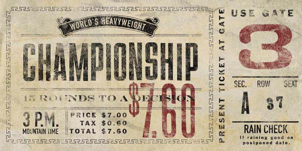 Vintage Ticket | Boxing | Heavyweight Championship | Canvas Print | Wall Art