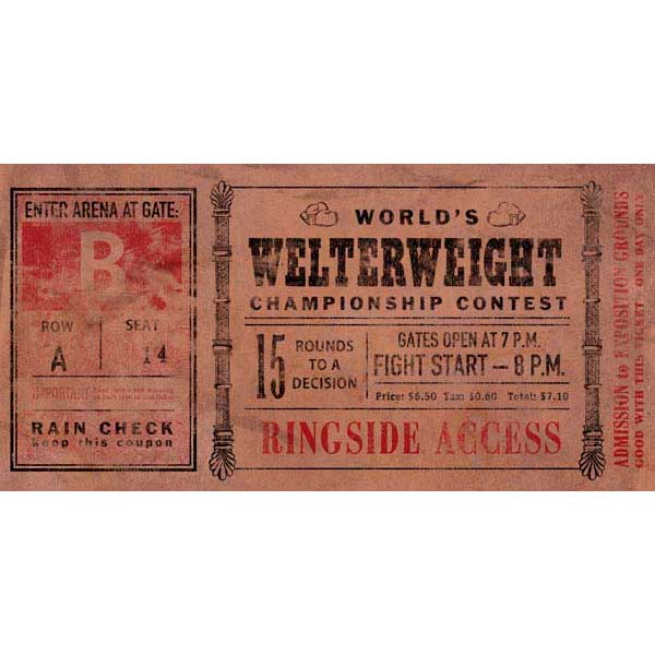Vintage Ticket | Boxing | Welterweight Championship | Canvas Print | Wall Art