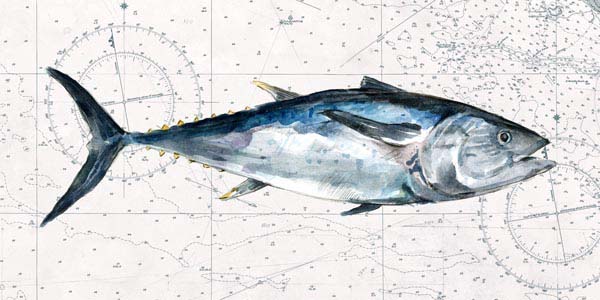 Deep Sea | Nautical Map | Blue Fin Tuna | Canvas Print | Wall Art