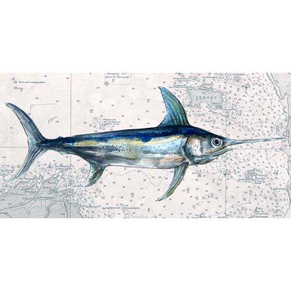 Deep Sea | Nautical Map | Swordfish | Canvas Print | Wall Art