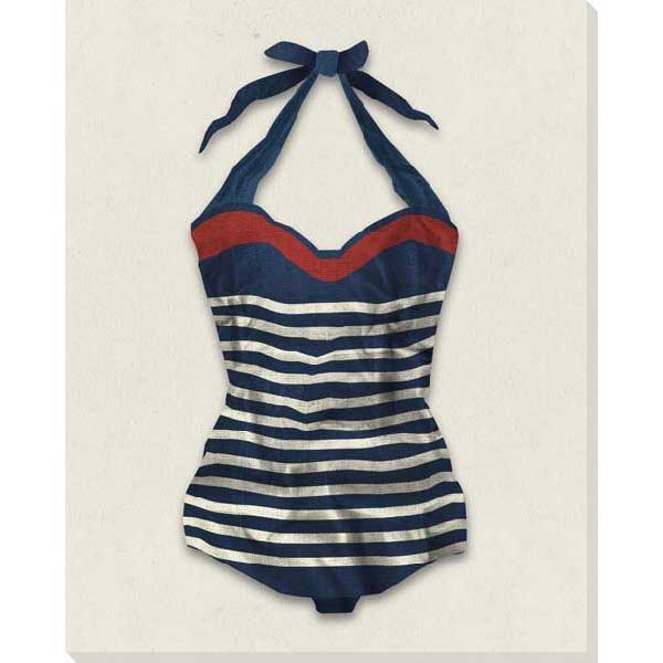blue striped bathing suit canvas art print