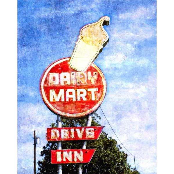 Highway | Retro | Dairy Mart | Drive-In | Portrait | Canvas Print | Wall Art