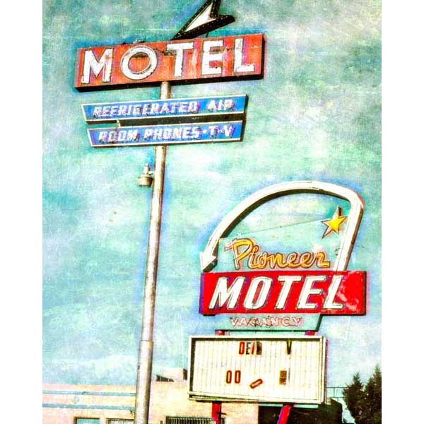 Highway | Retro | Motel | Pioneer | Portrait | Canvas Print | Wall Art