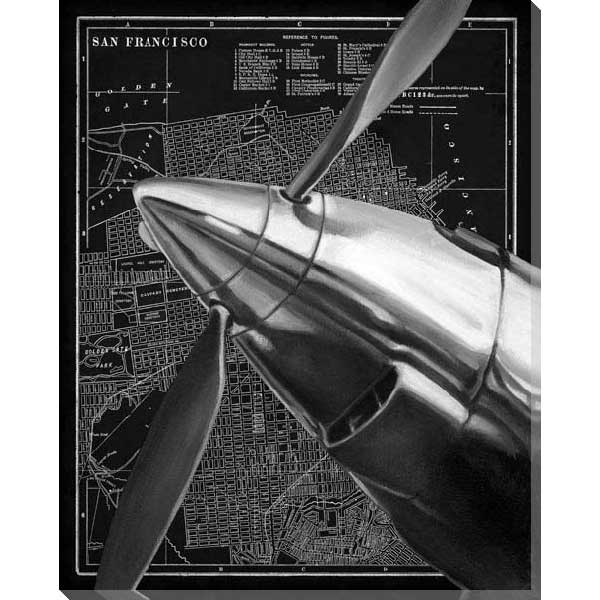 vintage SF city map with airplane