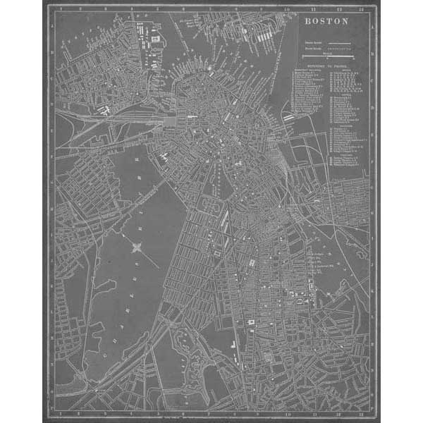 City Map of Boston | Old World Graphics | Portrait | Canvas Print