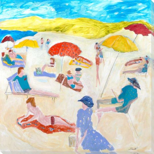 Beach | Lady in a Blue Dress | Square | Richard Seidel | Canvas Print