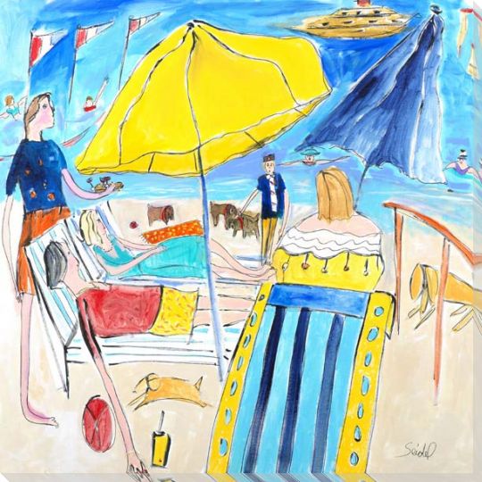Beach | Yellow Umbrella | Square | Richard Seidel | Canvas Print