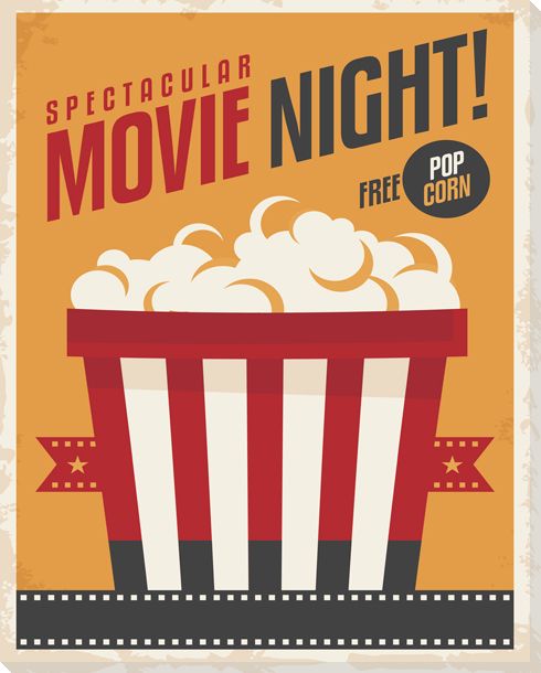 Spectacular Movie Night! canvas print with tub of Popcorn