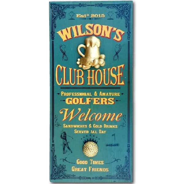 golf clubhouse sign art; name and date