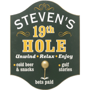 personalized wood sign for 19th Hole pub