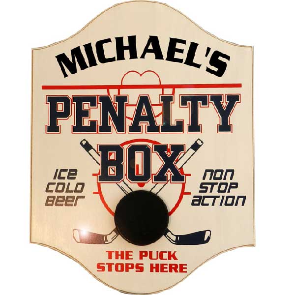 penalty box sports pub or home bar wood sign
