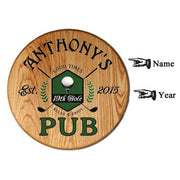 customize name and year golf pub wood wall art
