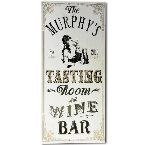 wall art sign; wine bar and tasting room