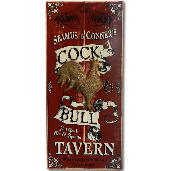 rustic wall art for tavern; with relief of a Rooster