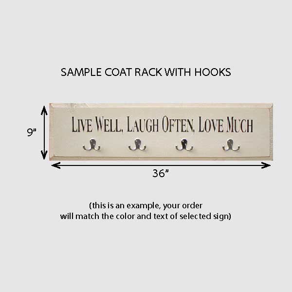 vintage wood signs available with coat hooks