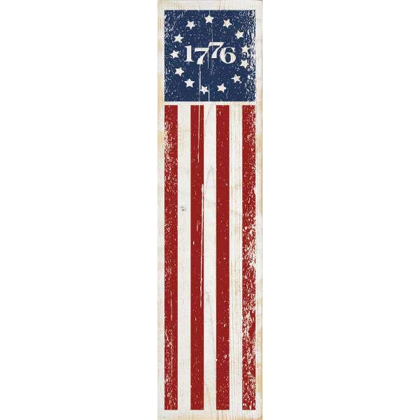 Flag | 1776 | Patriotic | Vertical | 36" x 9" | Wood Sign | Porch