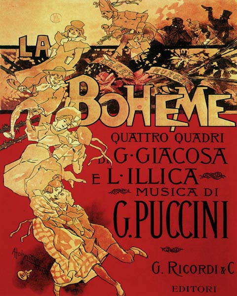 vintage opera poster printed on canvas La Boheme