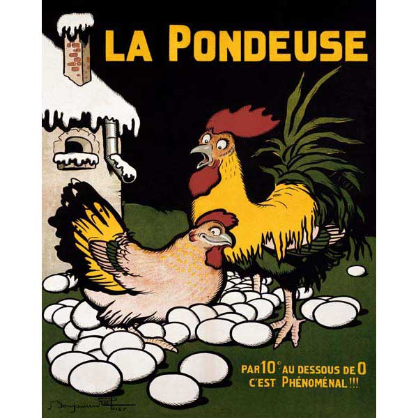 La Pondeuse | Chickens | European | Vintage Ad | Canvas Print