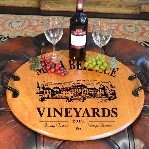 wood serving tray with personal vineyard