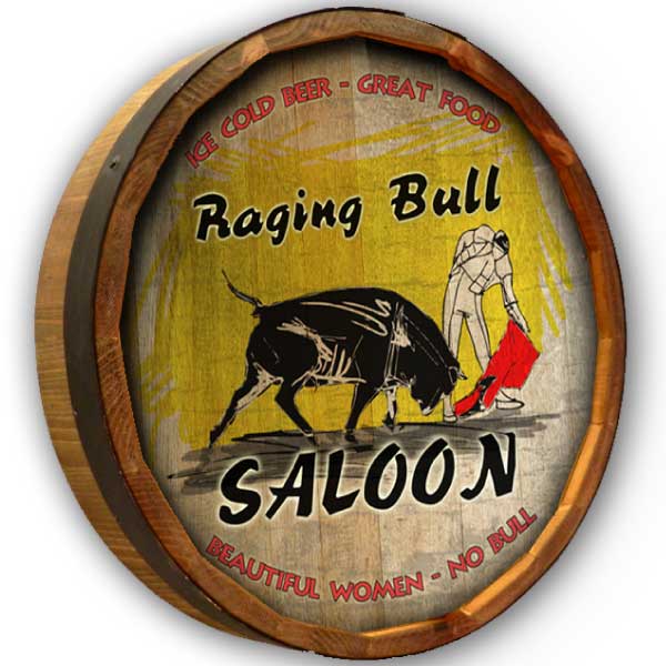 Saloon | Restaurant | Quarter Barrel Sign | Bull Fight | Customize Text