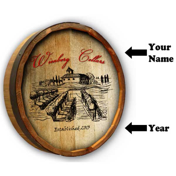 Wine Cellars | Quarter Barrel Sign | Vineyard | Customize Text