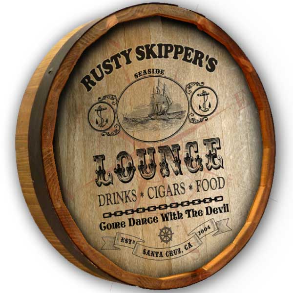 Cocktail Lounge | Seaside | Quarter Barrel Sign | Nautical | Customize Text