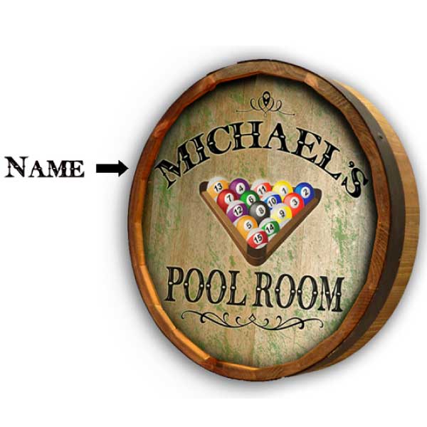 customize the name on quarter barrel sign for Michael's Pool Room