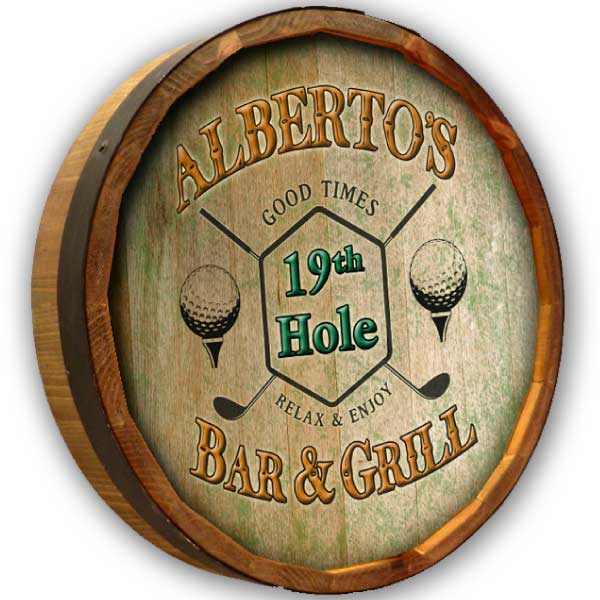 Golf | Quarter Barrel Sign | 19th Hole | Clubhouse | Personalize It!