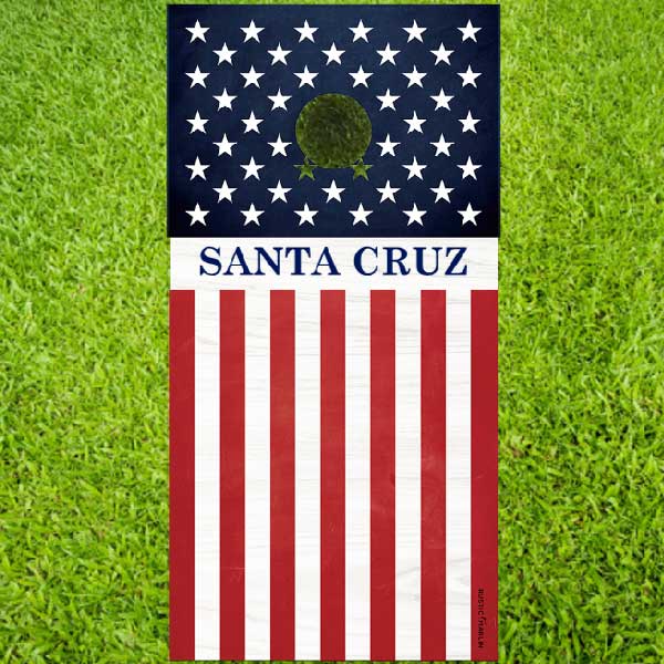 customizable corn hole game with US flag design